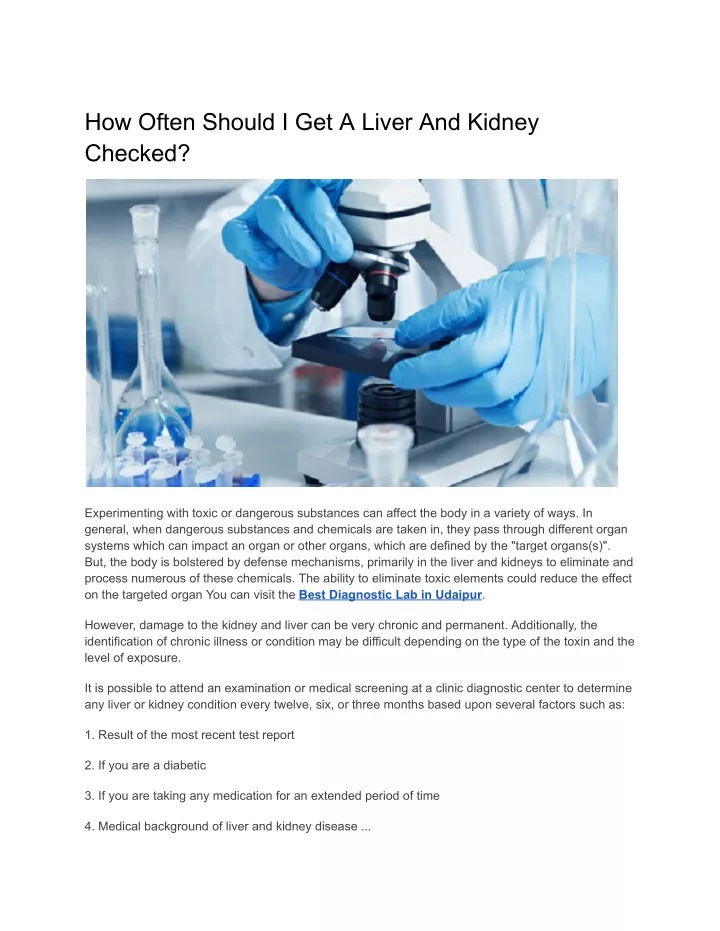 how often should i get a liver and kidney checked