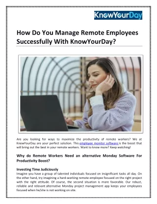 How Do You Manage Remote Employees Successfully With KnowYourDay?