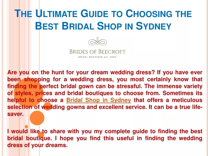 the ultimate guide to choosing the best bridal shop in sydney