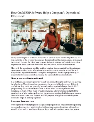 how could erp software help a company
