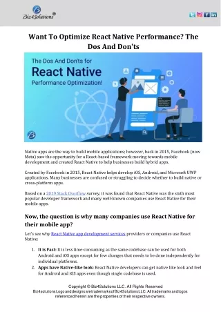 Want To Optimize React Native Performance? The Dos And Don'ts