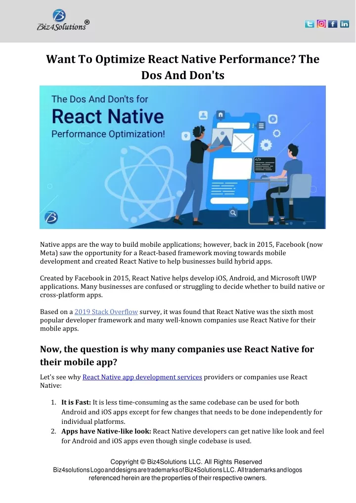 want to optimize react native performance