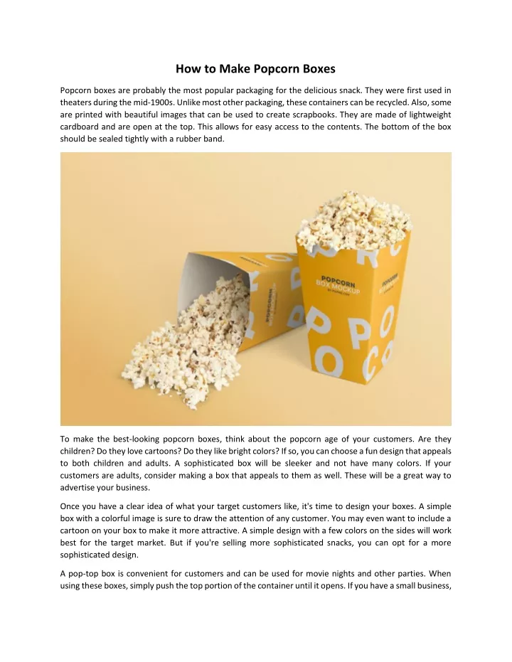 how to make popcorn boxes