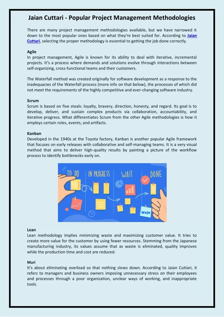 jaian cuttari popular project management