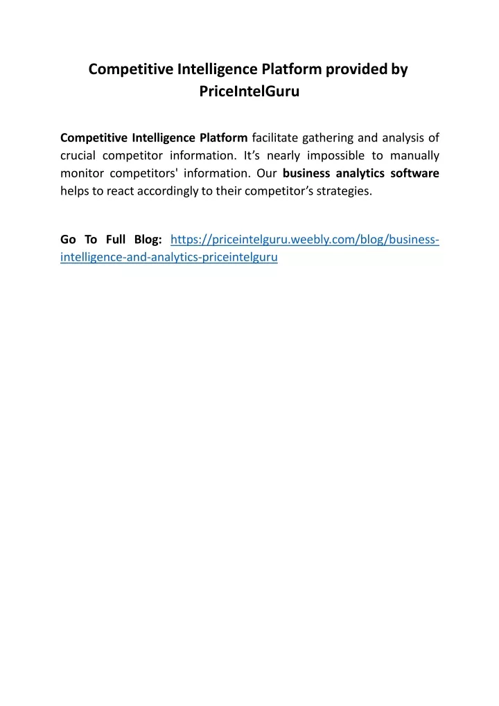 competitive intelligence platform provided