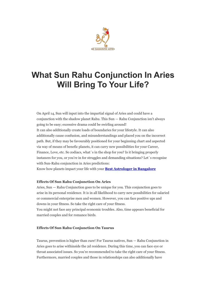what sun rahu conjunction in aries will bring