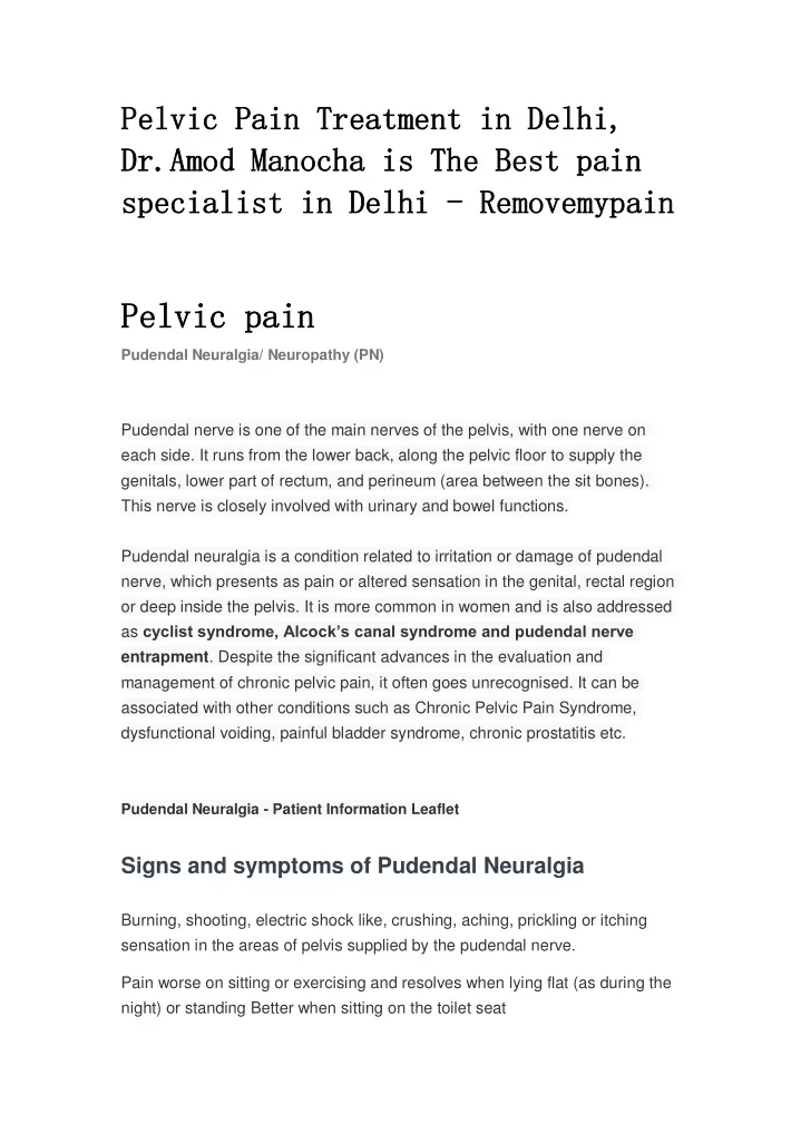 pelvic pain treatment in delhi pelvic pain