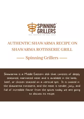 Authentic Shawarma Recipe On Shawarma Rotisserie Grill
