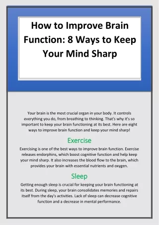 how to improve brain function 8 ways to keep your