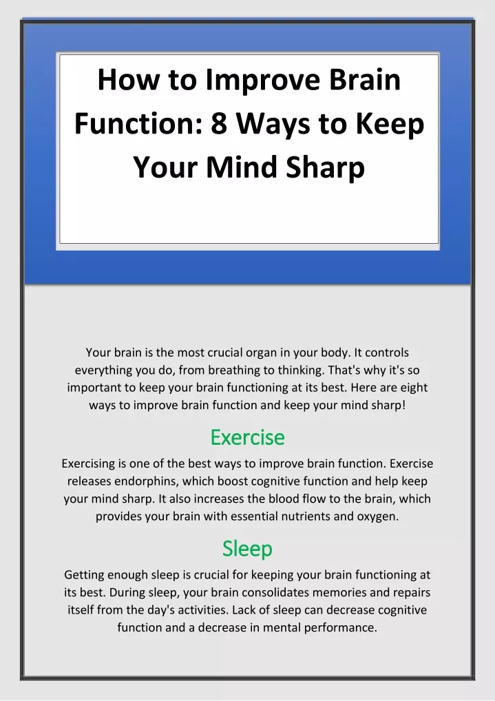 how to improve brain function 8 ways to keep your