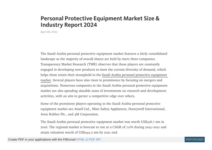 personal protective equipment market size