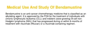 Medical Use And Study Of Bendamustine-converted