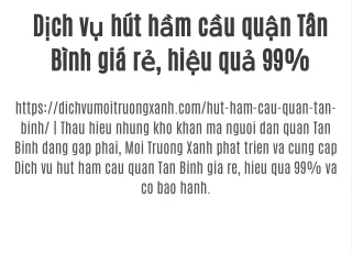 Dịch vụ hút hầm cầu quận Tân Bình giá rẻ, hiệu quả 99%