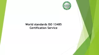 World standards ISO 13485 Certification Service