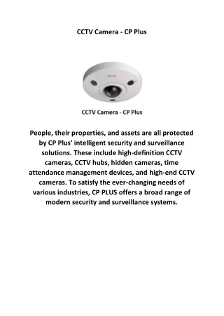 CCTV Camera - CP Plus