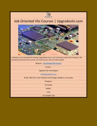 Job Oriented Vlsi Courses | Upgradevlsi.com