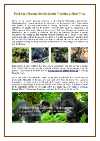 Find Best Virunga Gorilla Safaris Trekking at Best Price