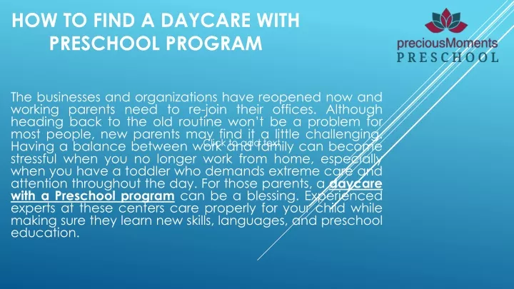 how to find a daycare with preschool program