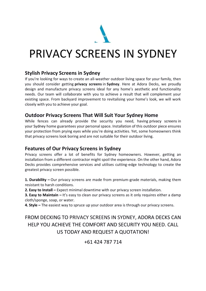 privacy screens in sydney
