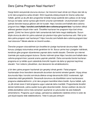ders alma program nasl hazrlanr hangi retim
