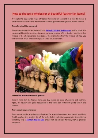 How to choose a wholesaler of beautiful feather fan items