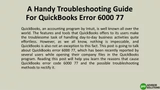 A Handy Troubleshooting Guide For QuickBooks Error 6000 77