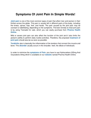 symptoms of joint pain in simple words