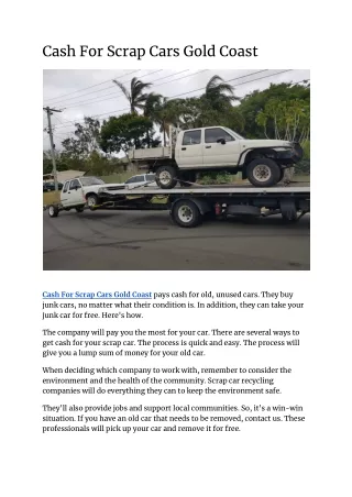 Cash For Scrap Cars Gold Coast