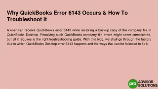 why quickbooks error 6143 occurs how to troubleshoot it