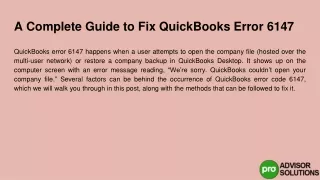 a complete guide to fix quickbooks error 6147