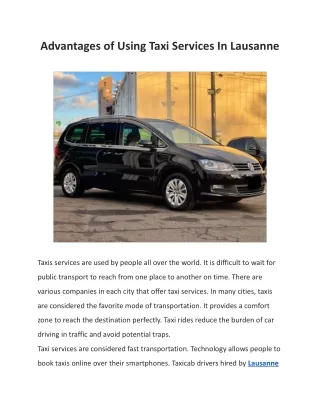 Advantages of Using Taxi Services In Lausanne _Taxi Smile