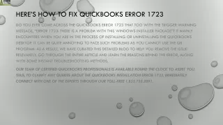 here s how to fix quickbooks error 1723