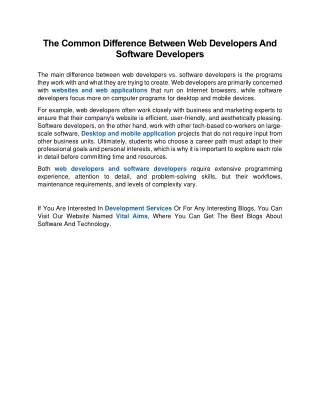 The Common Difference Between Web Developers And Software Developers