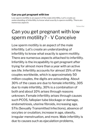 can you get pregnant with low low sperm motility