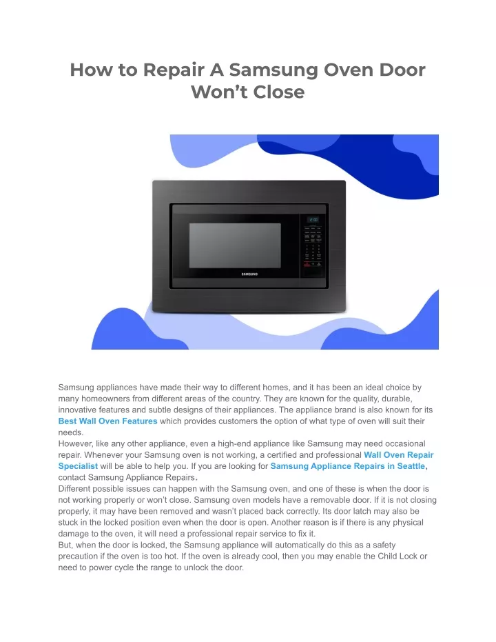 how to repair a samsung oven door won t close