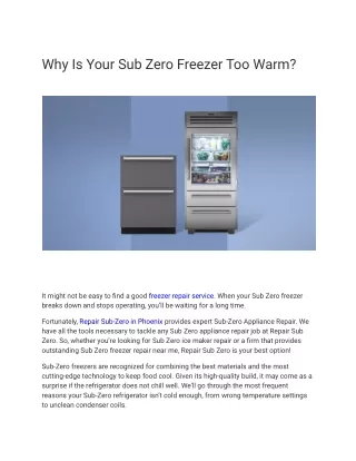 Why Is Your Sub Zero Freezer Too Warm