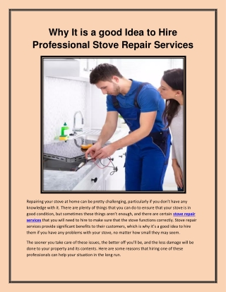 Stove Repair Services