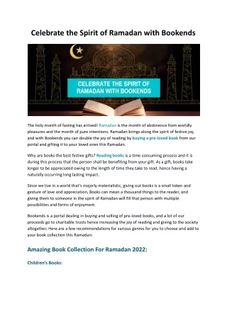 Celebrate the Spirit of Ramadan with Bookends, An Online Book Clubs in UAE