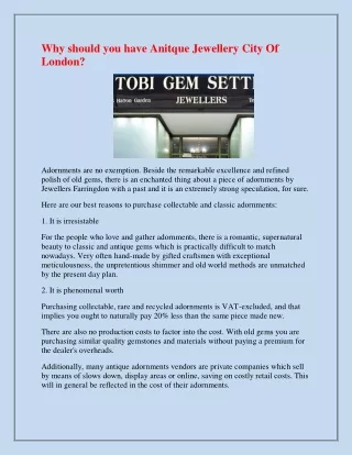 why should you have anitque jewellery city