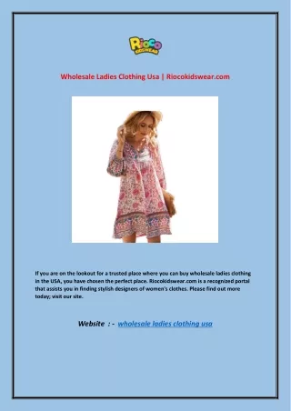 Wholesale Ladies Clothing Usa | Riocokidswear.com