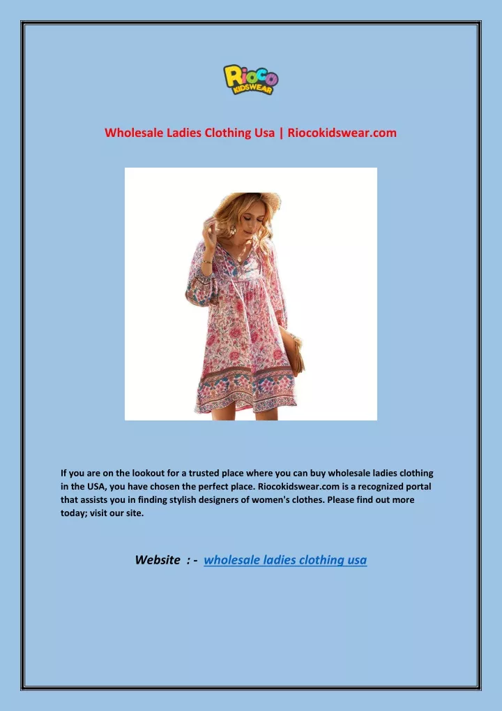 wholesale ladies clothing usa riocokidswear com