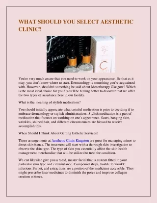 what should you select aesthetic clinic