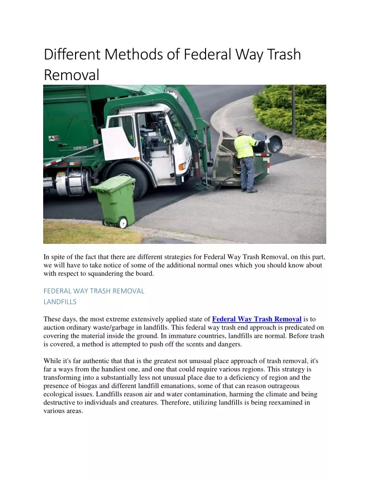 different methods of federal way trash removal