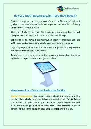 how are touch screens used in trade show booths