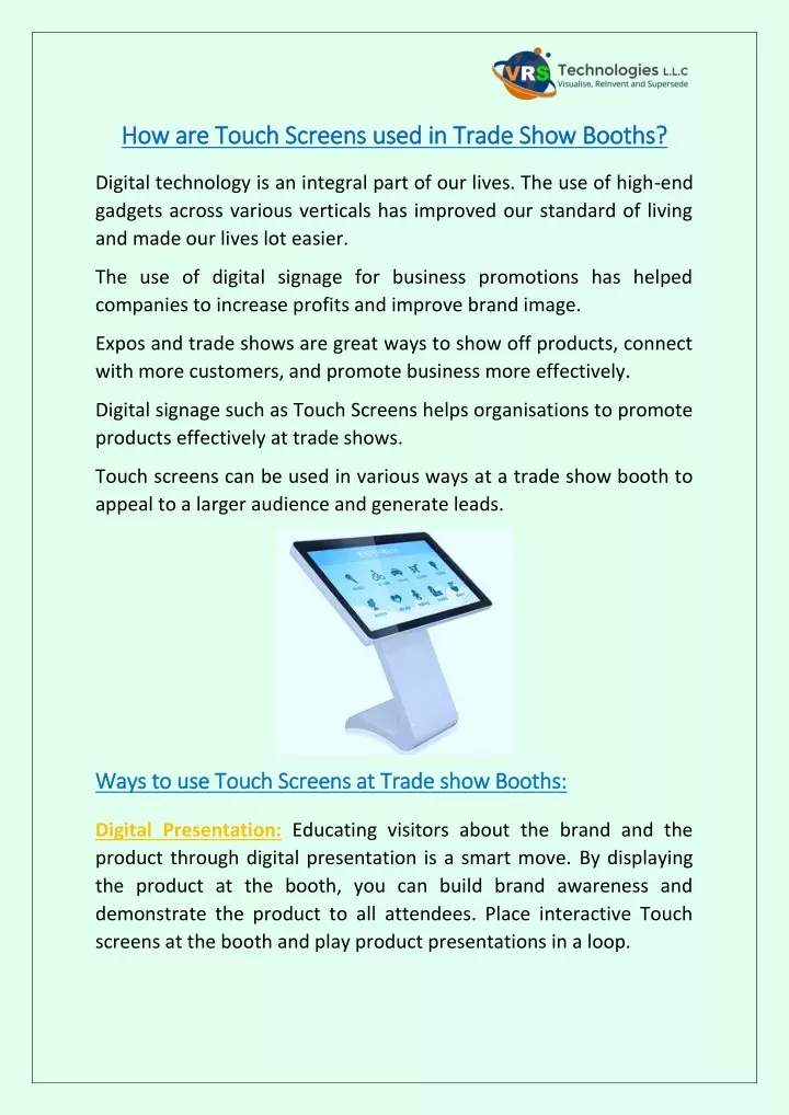 how are touch screens used in trade show booths