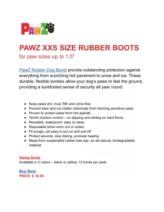 XXS Size Rubber Dog Boots - Pawz Dog Boots