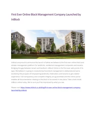 first ever online block management company