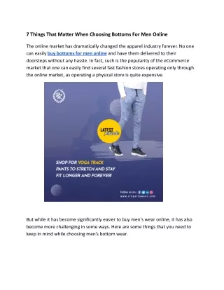 7 things that matter when choosing bottoms