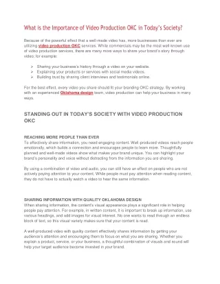 what is the importance of video production