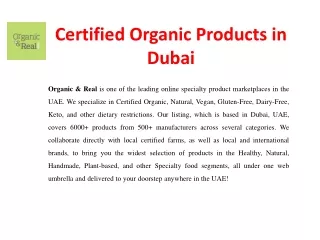 Certified Organic Products in Dubai
